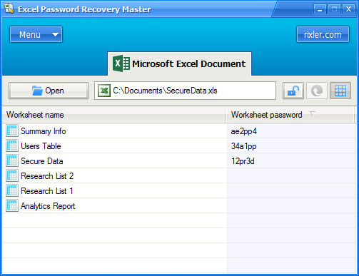 Excel Password Recovery Master