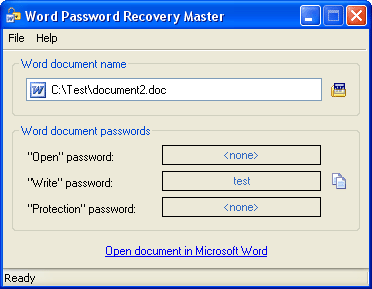 forgot password microsoft word document