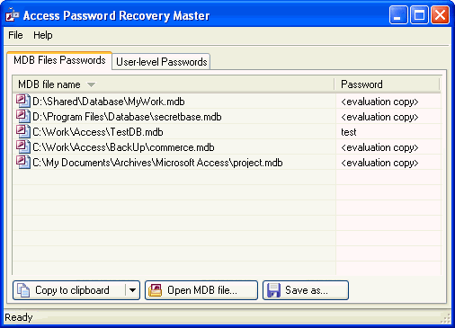 Perforación Probar salario Access Password Recovery Master: recupera contraseñas mdb. Descargue GRATIS  Access Password Recovery Master.
